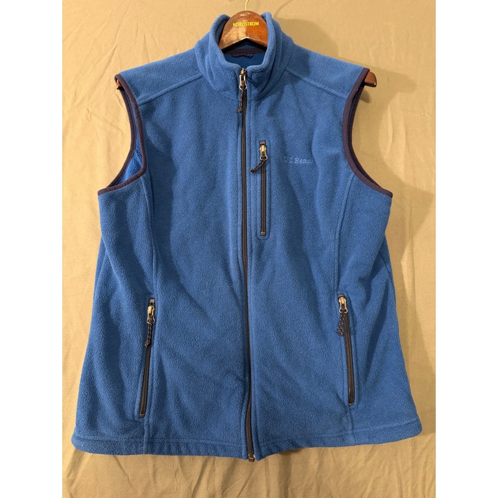 LL Bean Mens Fleece Vest Blue Full Zip Sleeveless Jacket VN01540 Size Medium